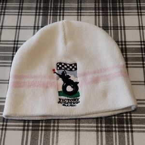 Victory Junction Beanie White with Pink Stripes Unisex NEW